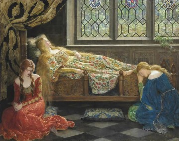 La bella durmiente 1929 John Collier Orientalista prerrafaelita Pinturas al óleo